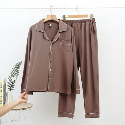 Modal thin spring and summer men and women long-sleeved pajamas set modal homewear men and women suit