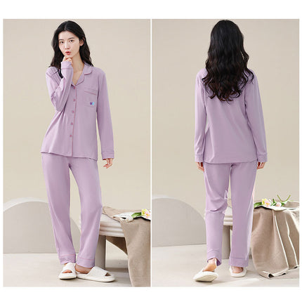 Spring and Autumn Women's pajamas set 100% cotton long-sleeved buttons pajamas pajamas soft pajamas leisure homewear suit