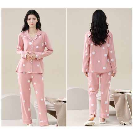 Spring and Autumn Women's pajamas set 100% cotton long-sleeved buttons pajamas pajamas soft pajamas leisure homewear suit