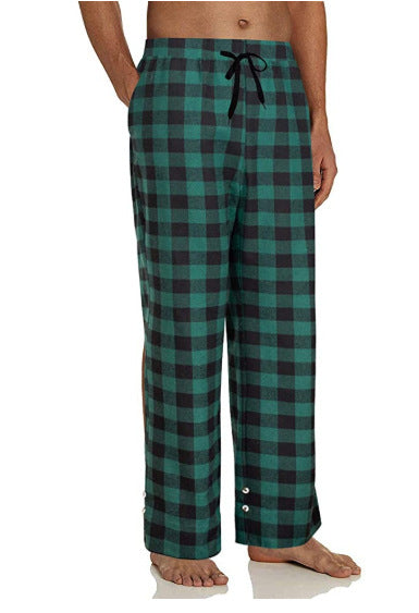 Spring and Autumn Men's Plaid Sleeping Pants Single Strip Loose Casual Home Sleeping Pants for Men