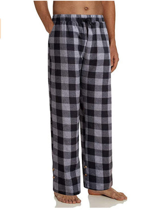 Spring and Autumn Men's Plaid Sleeping Pants Single Strip Loose Casual Home Sleeping Pants for Men