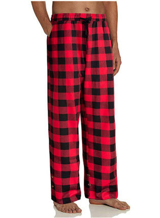 Spring and Autumn Men's Plaid Sleeping Pants Single Strip Loose Casual Home Sleeping Pants for Men