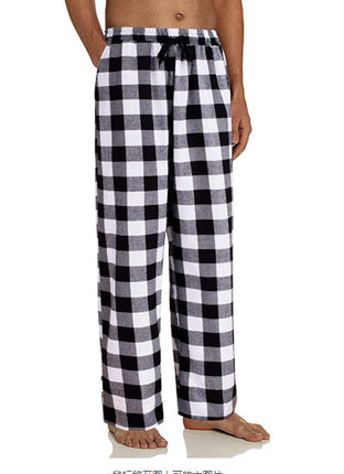 Spring and Autumn Men's Plaid Sleeping Pants Single Strip Loose Casual Home Sleeping Pants for Men