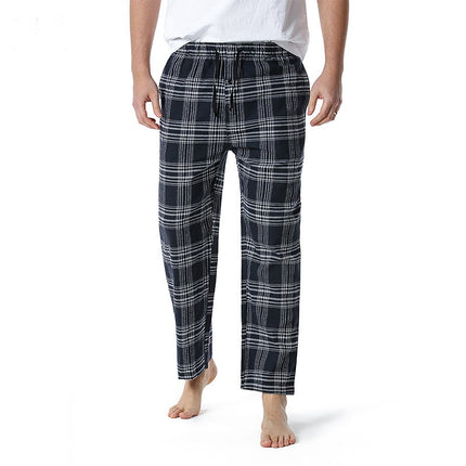 Spring and Autumn Men's Plaid Sleeping Pants Single Strip Straight Loose Casual Home Men's Sleeping Pants