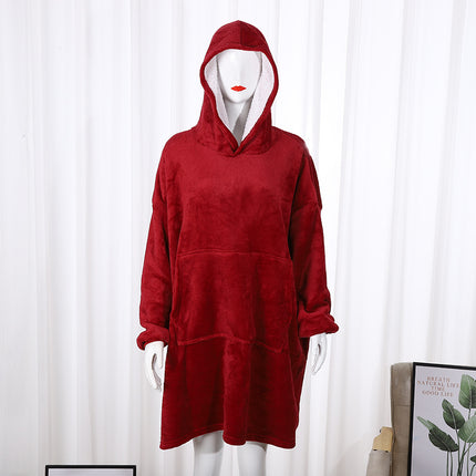 Hooded Sweatshirt Blanket Padded Warm Pajamas Women Home Lazy Warm Robe