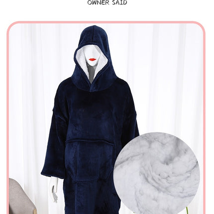 Hooded Sweatshirt Blanket Padded Warm Pajamas Women Home Lazy Warm Robe