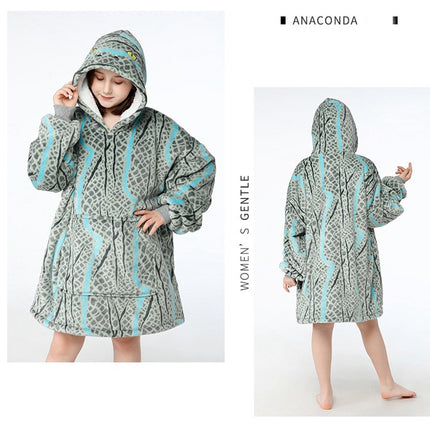 Children's Printed Pullover Fleece Jacket Hooded Sloth Blanket Outdoor Cotton Clothing Cold Weather Jacket