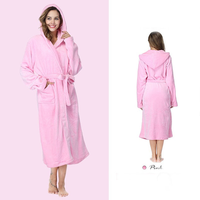 Thickened and lengthened and fattened belt robe for men and women face towel robe couple dresses