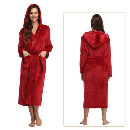 Thickened and lengthened and fattened belt robe for men and women face towel robe couple dresses