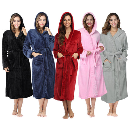 Thickened and lengthened and fattened belt robe for men and women face towel robe couple dresses