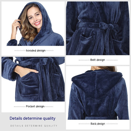 Thickened and lengthened and fattened belt robe for men and women face towel robe couple dresses