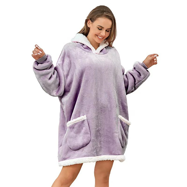 Pullover Fleece Jacket Hooded Sloth Blanket Outdoor Cotton Clothing Cold Weather Jacket