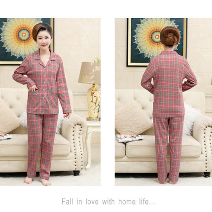 Autumn and winter women's printed models long-sleeved cotton cardigan loose set of pajamas 2