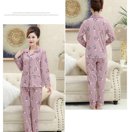 Autumn and winter women's printed models long-sleeved cotton cardigan loose set of pajamas 2