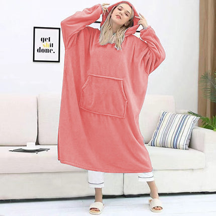 Womens Long Hooded Bathrobe Fleece Full Length Bathrobe with Hood Winter Sleepwear