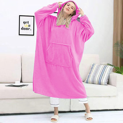 Womens Long Hooded Bathrobe Fleece Full Length Bathrobe with Hood Winter Sleepwear