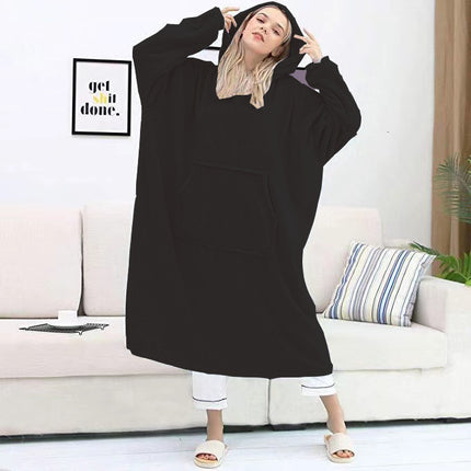 Womens Long Hooded Bathrobe Fleece Full Length Bathrobe with Hood Winter Sleepwear