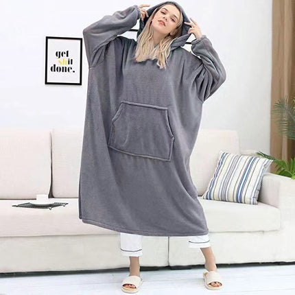 Womens Long Hooded Bathrobe Fleece Full Length Bathrobe with Hood Winter Sleepwear