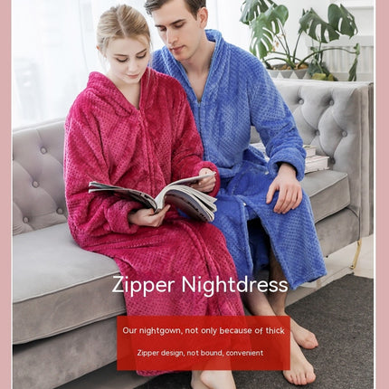 Facecloth robe couple thickened and lengthened and fattened nightgown men and women