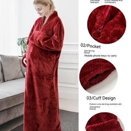 Facecloth robe couple thickened and lengthened and fattened nightgown men and women