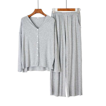 Spring and Autumn line modal cotton thin section of ladies pajamas long-sleeved cardigan set