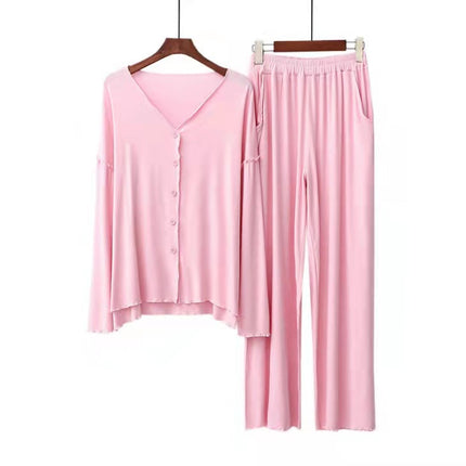 Spring and Autumn line modal cotton thin section of ladies pajamas long-sleeved cardigan set