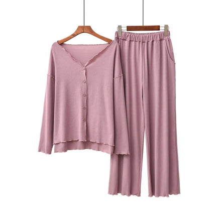 Spring and Autumn line modal cotton thin section of ladies pajamas long-sleeved cardigan set