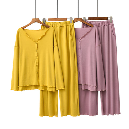 Spring and Autumn line modal cotton thin section of ladies pajamas long-sleeved cardigan set