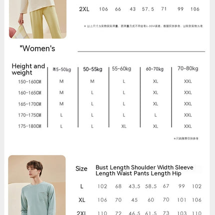 Men's and women's cotton pajamas set long-sleeved button modal lightweight soft upper and lower body 2 pairs of pajamas leisure suit