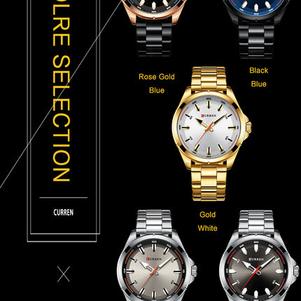 Men's Fashion Watches, Stainless Steel Strap wristwatches Waterproof Quartz Business Watch for Men