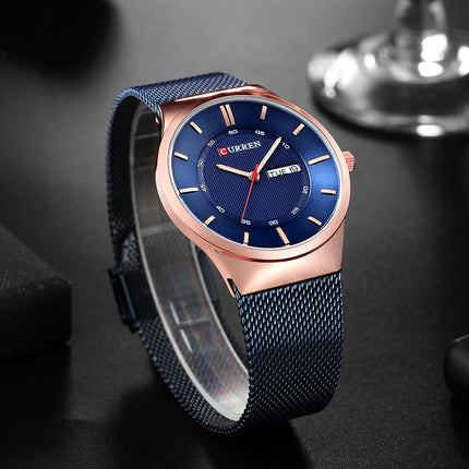 Men's Watches Fashion Waterproof Stainless Steel Calendar Quartz Watch Business Leisure Wrist Watch for Men