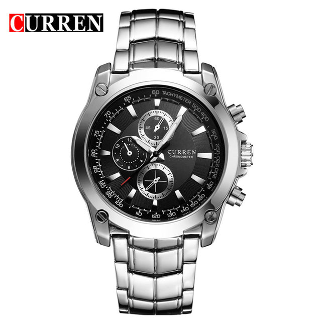 Men's Fashion Business Leisure Watches Stainless Steel Analogue Quartz Watch Waterproof Wrist Watch for Men