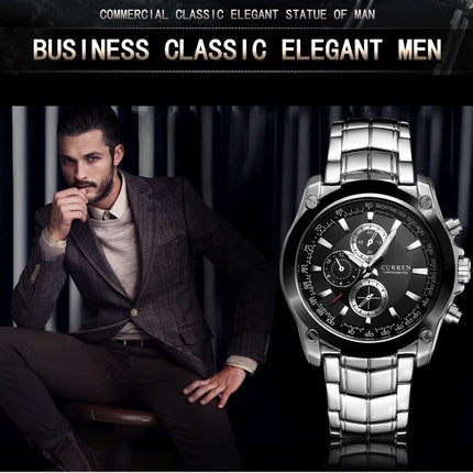 Men's Fashion Business Leisure Watches Stainless Steel Analogue Quartz Watch Waterproof Wrist Watch for Men