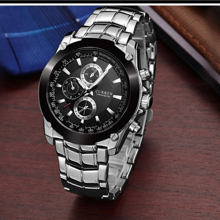 Men's Fashion Business Leisure Watches Stainless Steel Analogue Quartz Watch Waterproof Wrist Watch for Men