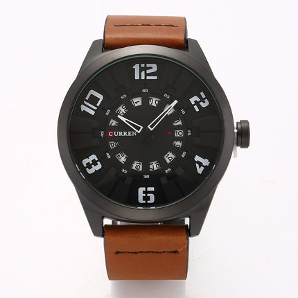 Men's Watches Quartz Movement Watch for Men Sports Waterproof Stylish Leisure Wristwatch Men's Leather Strap