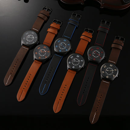 Men's Watches Quartz Movement Watch for Men Sports Waterproof Stylish Leisure Wristwatch Men's Leather Strap