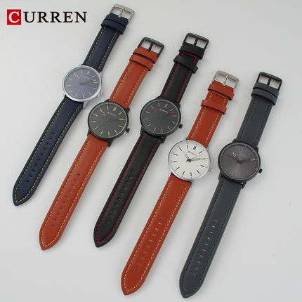 Men's Watches Business Men's Quartz Wristwatches Leather Band Casual Water Resist Analog Watch for Men