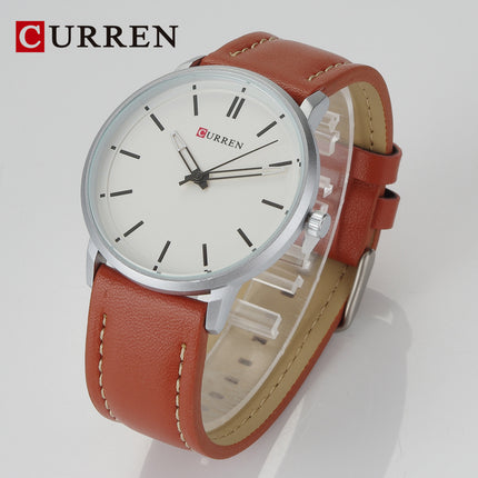 Men's Watches Business Men's Quartz Wristwatches Leather Band Casual Water Resist Analog Watch for Men