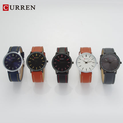 Men's Watches Business Men's Quartz Wristwatches Leather Band Casual Water Resist Analog Watch for Men