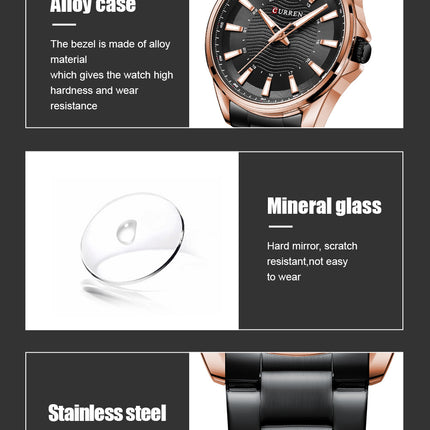 Men's Watch, Analogue Waterproof Business Stainless Steel Bracelet Watches, Anti-Scratch Fashion Business Watch for Men