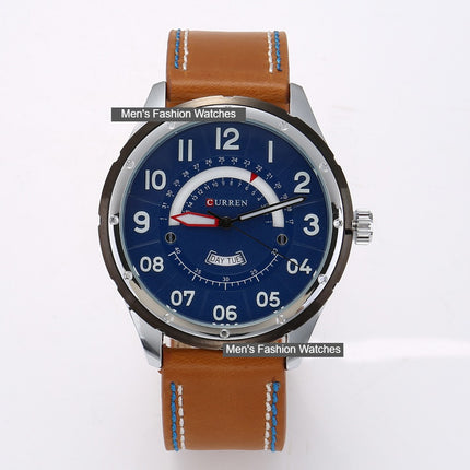 Men's Watches Quartz Wristwatches Leather Band Casual Water Resist Analog Watches Calendar Date Wrist Watch of Men