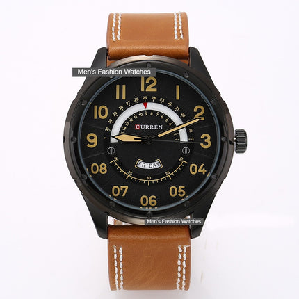 Men's Watches Quartz Wristwatches Leather Band Casual Water Resist Analog Watches Calendar Date Wrist Watch of Men