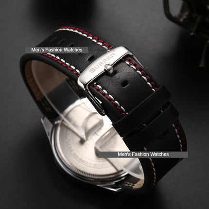 Men's Watches Quartz Wristwatches Leather Band Casual Water Resist Analog Watches Calendar Date Wrist Watch of Men