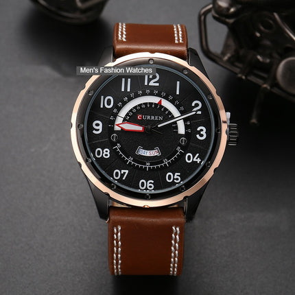 Men's Watches Quartz Wristwatches Leather Band Casual Water Resist Analog Watches Calendar Date Wrist Watch of Men