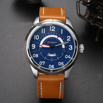 Men's Watches Quartz Wristwatches Leather Band Casual Water Resist Analog Watches Calendar Date Wrist Watch of Men