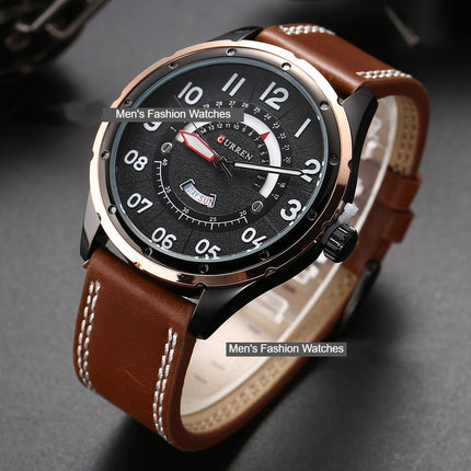 Men's Watches Quartz Wristwatches Leather Band Casual Water Resist Analog Watches Calendar Date Wrist Watch of Men