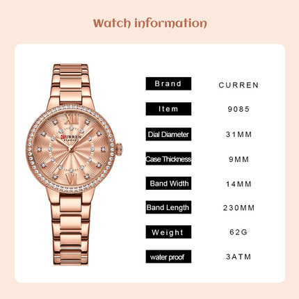 Women Waterproof Leisure Watches Women's Fashion Watches，Ladies Quartz Watches Stainless Steel Band Wrist Watch