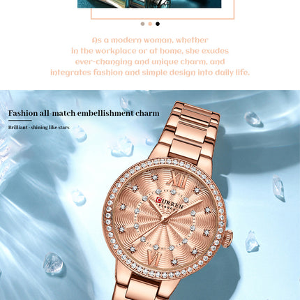 Women Waterproof Leisure Watches Women's Fashion Watches，Ladies Quartz Watches Stainless Steel Band Wrist Watch