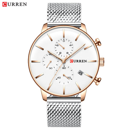 Men's Watches Business Analog Quartz Date Watch for Men Casual Stainless Steel Waterproof Wrist Watch