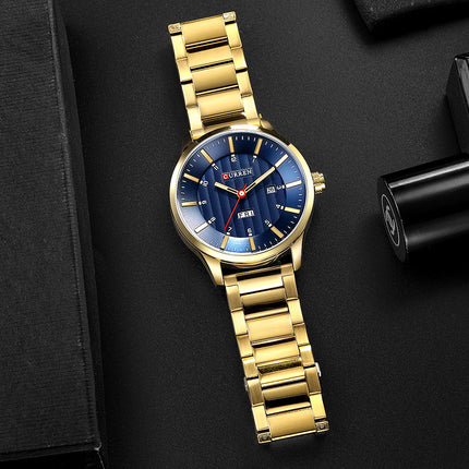 Men's Watches, Waterproof & Fashionable Business Style Steel Band Quartz Wristwatch Watch Dual Calendar Watch for Men